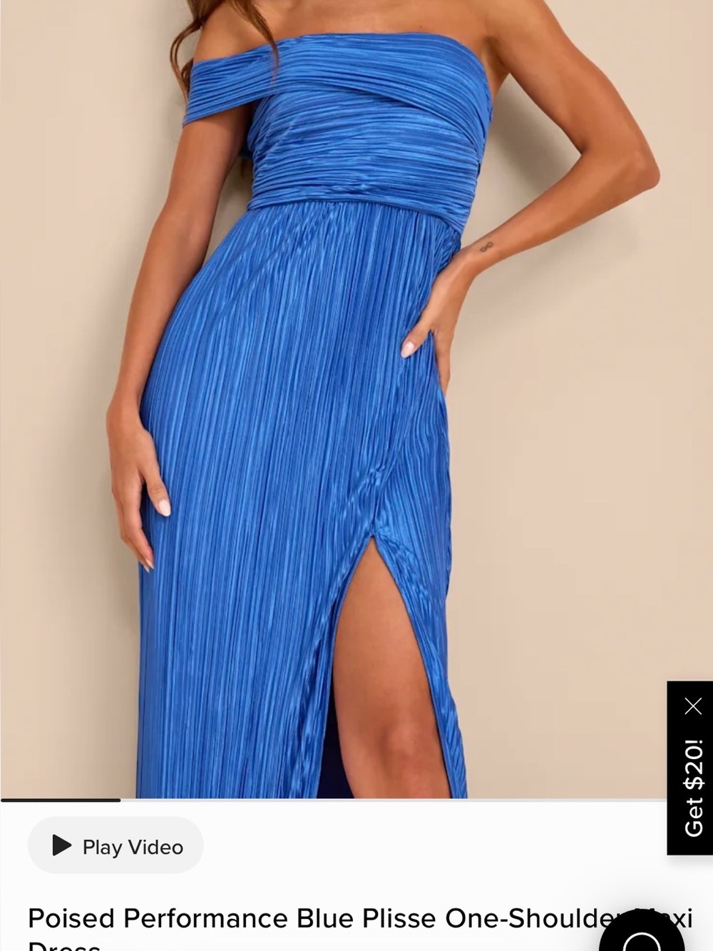 Lulus Poised Performance Blue Plisse One-Shoulder Maxi Dress